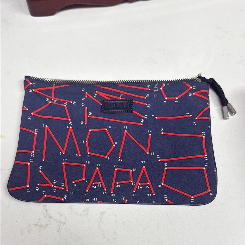 Vilebrequin Navy Blue “Mon Papa” Galaxy Red Limit Edition Pouch